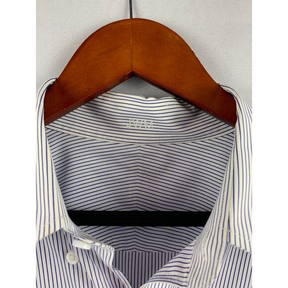 Mens J. Crew Slim Fit Blue & White Striped Dress Shirt Size M - Picture 5 of 9